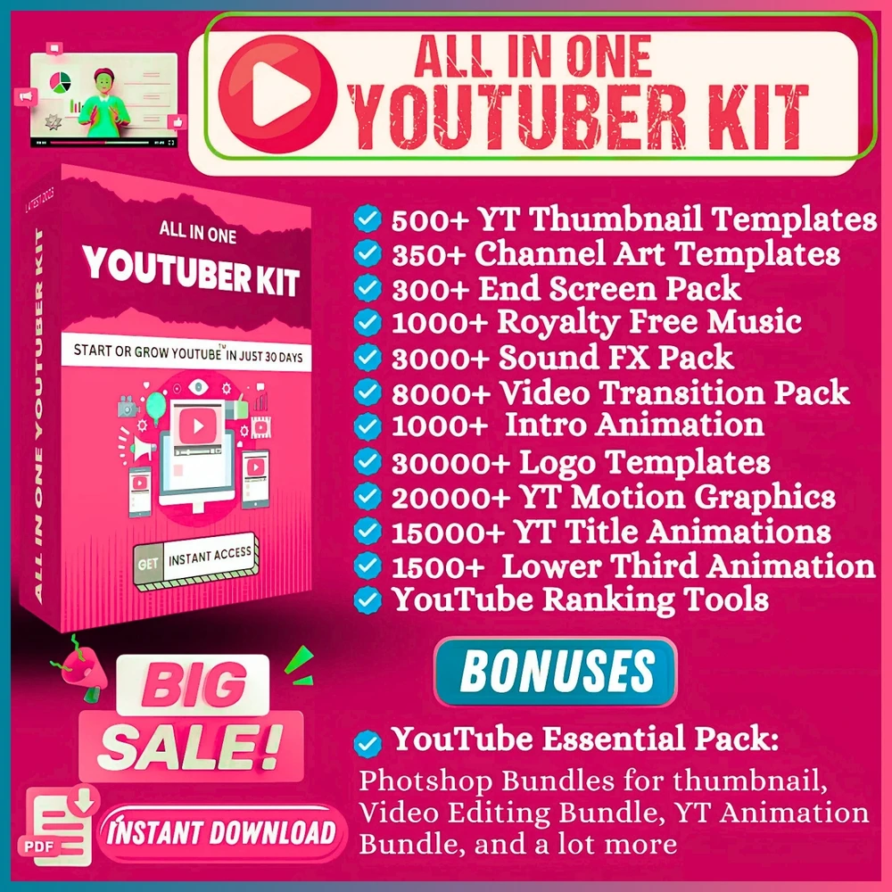 YouTube Content Creator Assets Bundle🔥